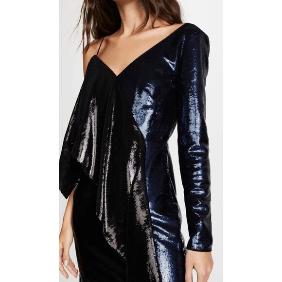 NWT Diane Von Furstenberg DVF Sequin One Shoulder Ruffle Mini Dress 6 - Picture 15 of 16